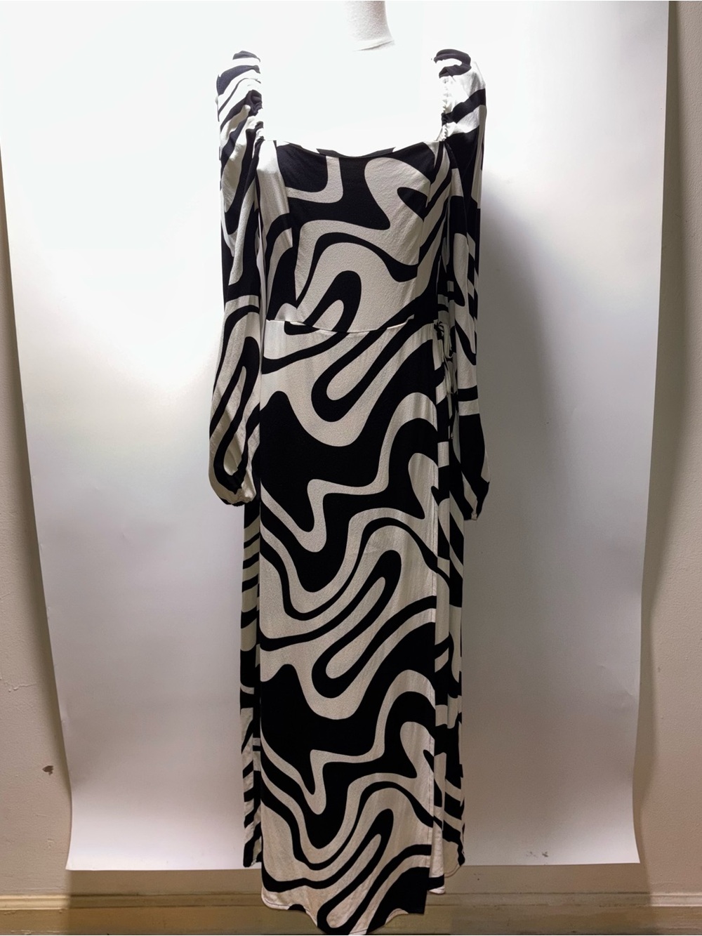 & Other Stories Square Neck Abstract Dress Size 8